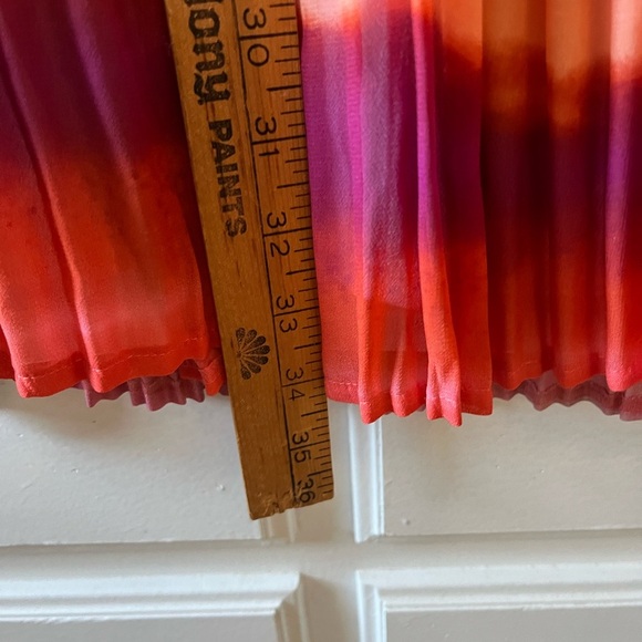 Notations Pink and Red Pleated Maxi Skirt - Picture 7 of 9